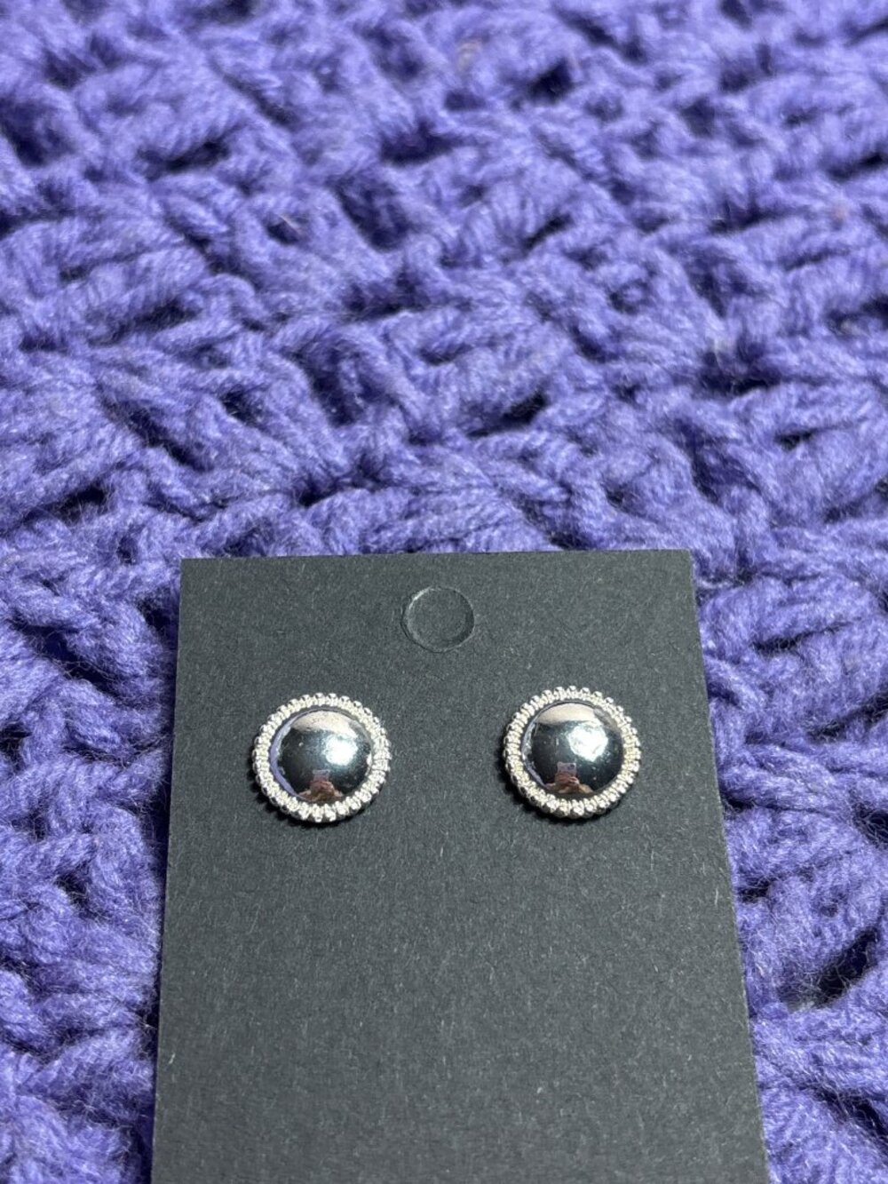Vintage Silvertone Round Stud Earrings 0.5 inch